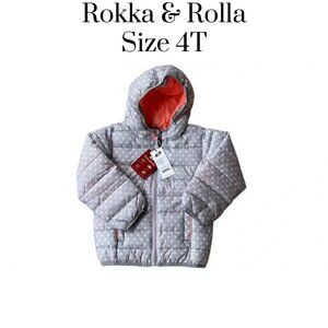 Rokka & Rolla lightweight puffer jacket, size 4T, new with tags. Polka dot.